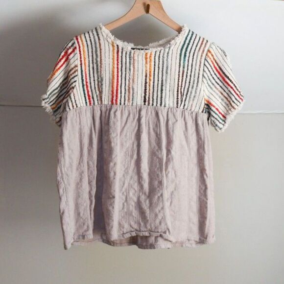 THML Tops - THML Women's Split Sleeve Colorful Cotton Blend Top Large